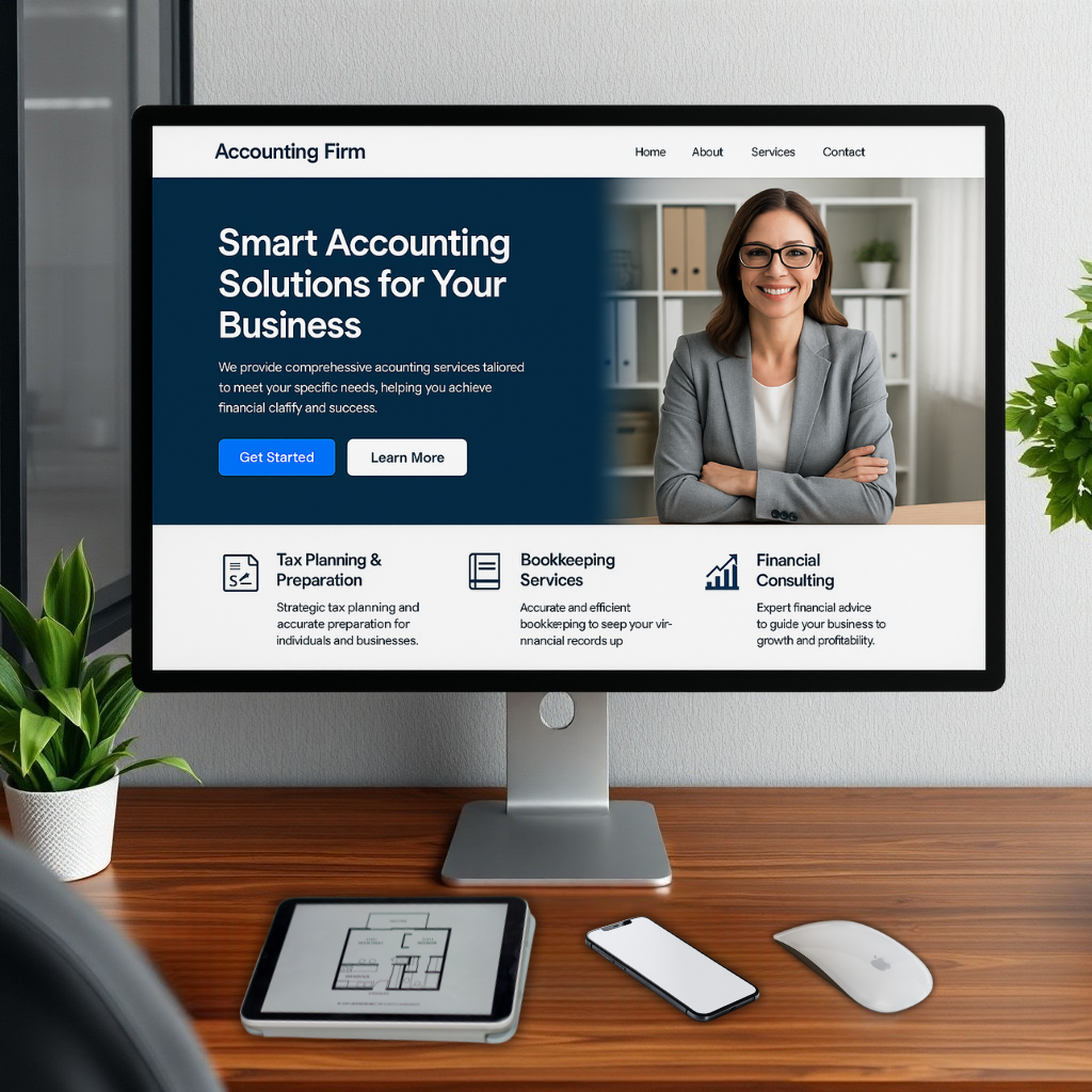 Modern homepage design of an accounting firm created by a leading SEO agency and digital marketing agency specializing in website design services, local SEO, Google 3-Pack ranking, and AI business operation consulting.